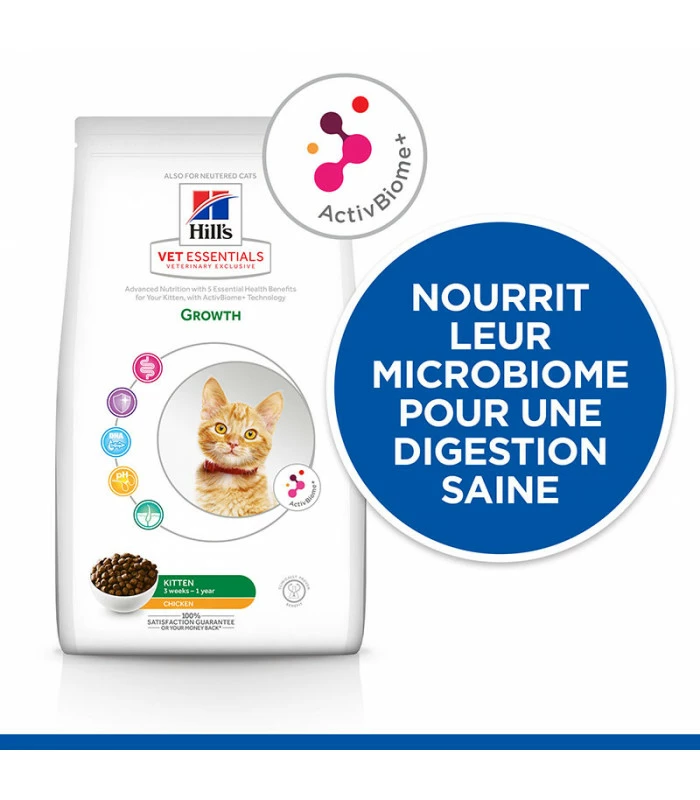 HILL'S Pet Nutrition Croquettes KITTEN GROWTH ACTIVE BIOME+ POULET Chat Sac 1.5 Kg - Vet Essentials 4 HILL'S Pet Nutrition Croquettes KITTEN GROWTH ACTIVE BIOME+ POULET Chat Sac 1.5 Kg - Vet Essentials – Image 2