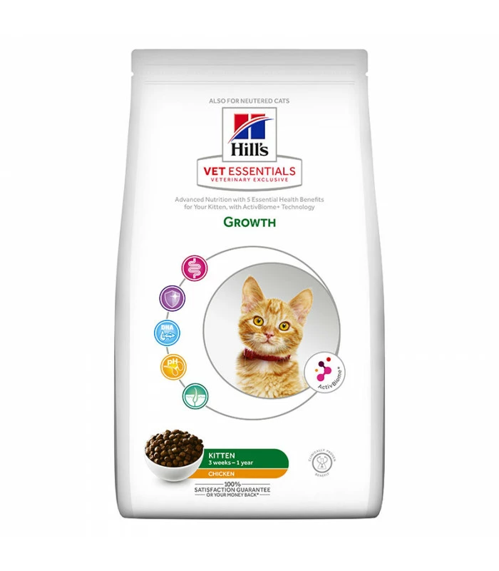 HILL'S Pet Nutrition Croquettes KITTEN GROWTH ACTIVE BIOME+ POULET Chat Sac 1.5 Kg - Vet Essentials 3 HILL'S Pet Nutrition Croquettes KITTEN GROWTH ACTIVE BIOME+ POULET Chat Sac 1.5 Kg - Vet Essentials