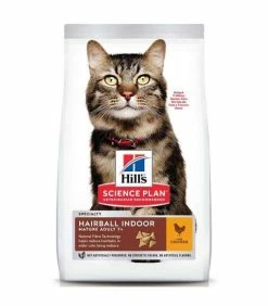 HILL'S Pet Nutrition Croquettes MATURE ADULT 7+ HAIRBALL INDOOR POULET Chat Sac 1.5 Kg - Science Plan