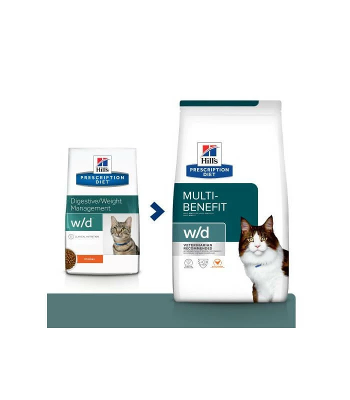 HILL'S Pet Nutrition Croquettes W/D DIGESTIVE/WEIGHT MANAGEMENT POULET Chat Sac 5 Kg - Prescription Diet 4 HILL'S Pet Nutrition Croquettes W/D DIGESTIVE/WEIGHT MANAGEMENT POULET Chat Sac 5 Kg - Prescription Diet – Image 2