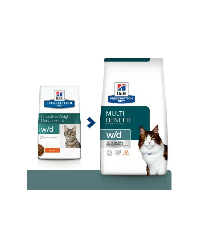 HILL'S Pet Nutrition Croquettes W/D MULTI-BENEFIT POULET Chat Sac 3 Kg - Prescription Diet 3 HILL'S Pet Nutrition Croquettes W/D MULTI-BENEFIT POULET Chat Sac 3 Kg - Prescription Diet