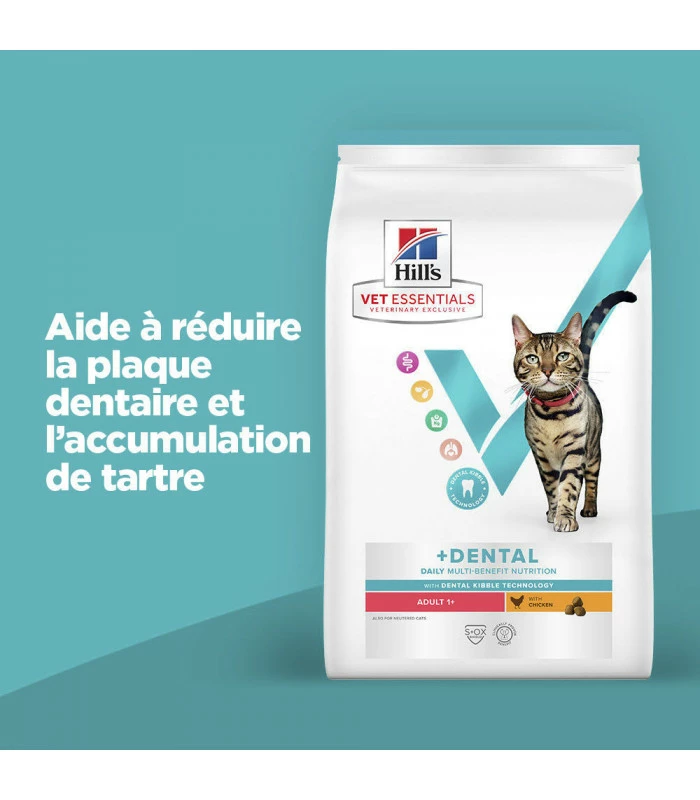 HILL'S Pet Nutrition Croquettes Feline Multi-Benefit Dental Adult Poulet Sac 3 Kg - Vet Essentials 3 HILL'S Pet Nutrition Croquettes Feline Multi-Benefit Dental Adult Poulet Sac 3 Kg - Vet Essentials
